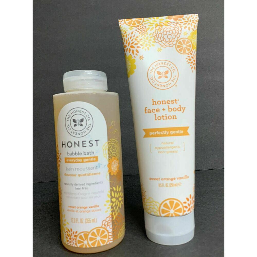 Honest Sweet Orange Vanilla Bubble Bath & Lotion 2 Piece Set Gentle